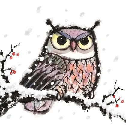 雪天猫头鹰