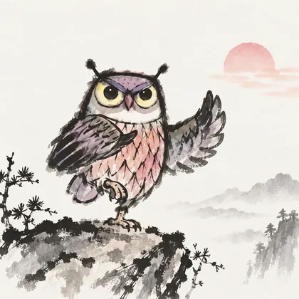 晨练太极猫头鹰