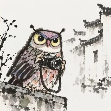 古建筑摄影猫头鹰