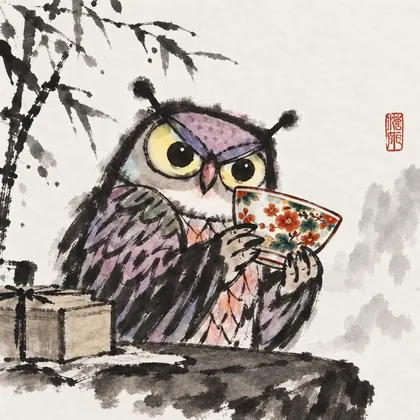 九谷烧鉴赏猫头鹰