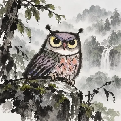 雨后山林猫头鹰