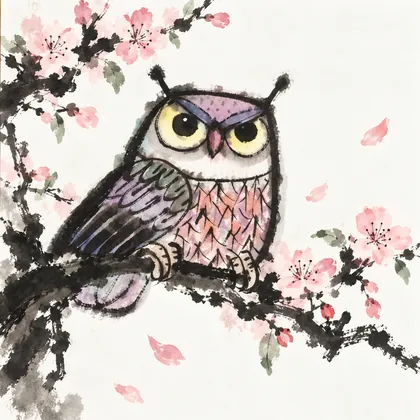 春日赏花猫头鹰
